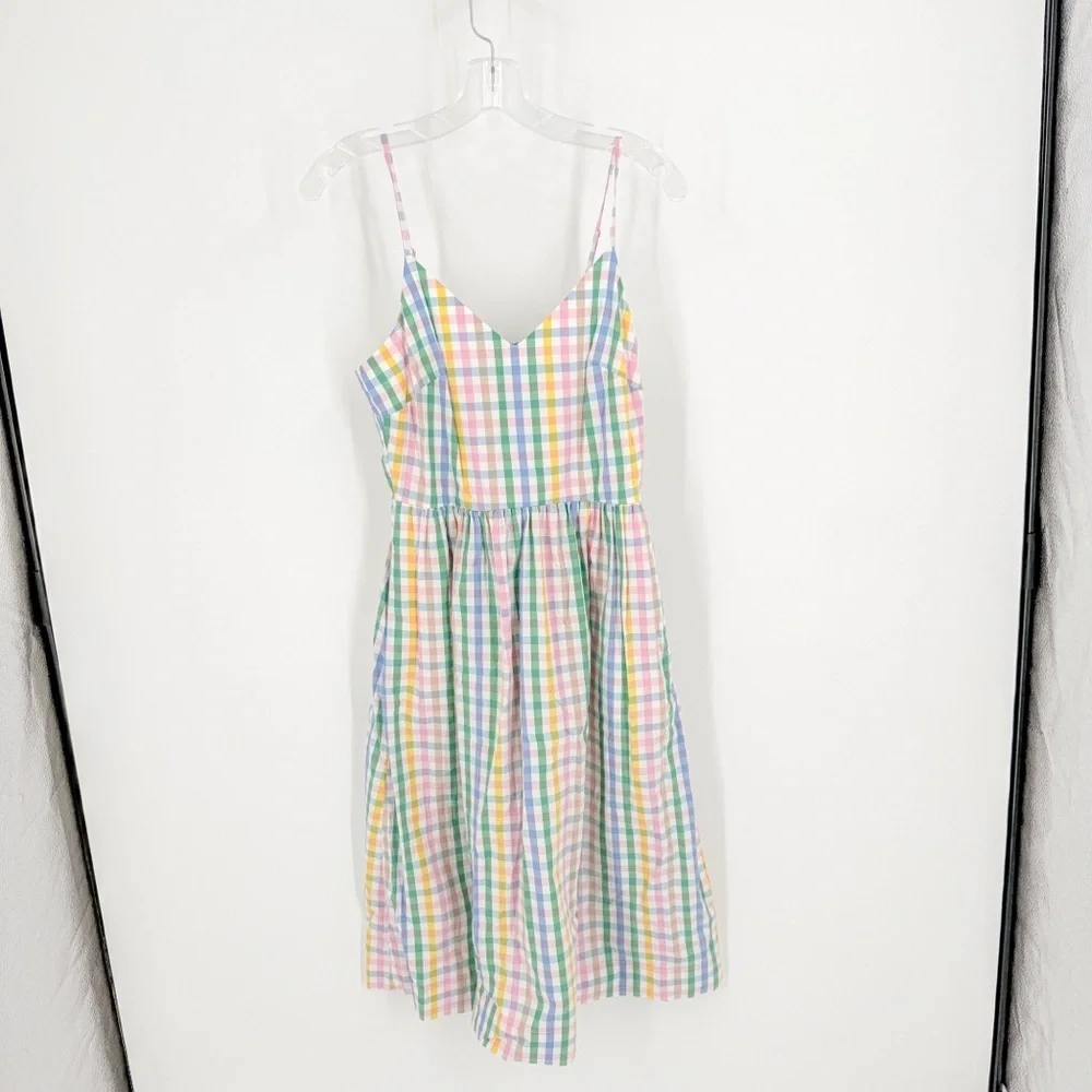J. Crew Pastel Plaid Midi Dress
